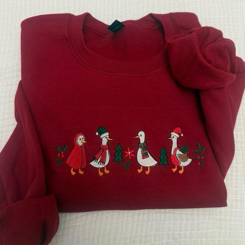 Christmas goose embroidered Sweatshirt - Christmas goose Embroidered Unisex Sweatshirt geese, goose Gift sweatshirt