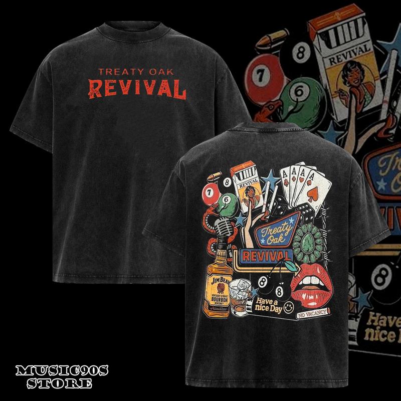 ReTro Treaty Oak Revival Western T-Shirt, Retro Bar Cowboy Graphic Tee, Treaty Oak Revival  tshirt , Rock Band Shirt, Retro Music Tee, Rock Music Lover Shirt, Vintage Band Shirts Casual Comfort Cotton Fabric Fit Top , Top Men's and Women's Clothing