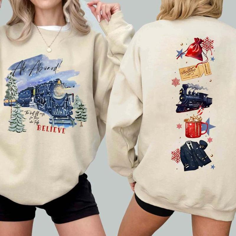 Chistmas Train Sweatshirt, Holiday Magic Shirt, Santa Polar Express Sweatshirt, Festive Winter Graphic Tee, Believe Shirt, Full