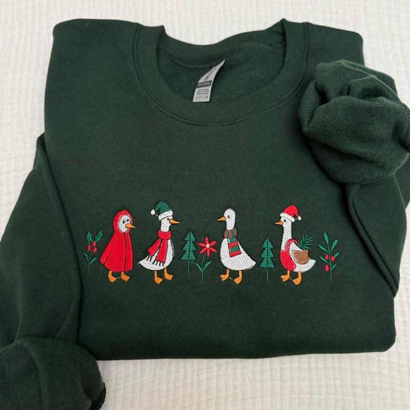 Christmas goose embroidered Sweatshirt - Christmas goose Embroidered Unisex Sweatshirt geese, goose Gift sweatshirt