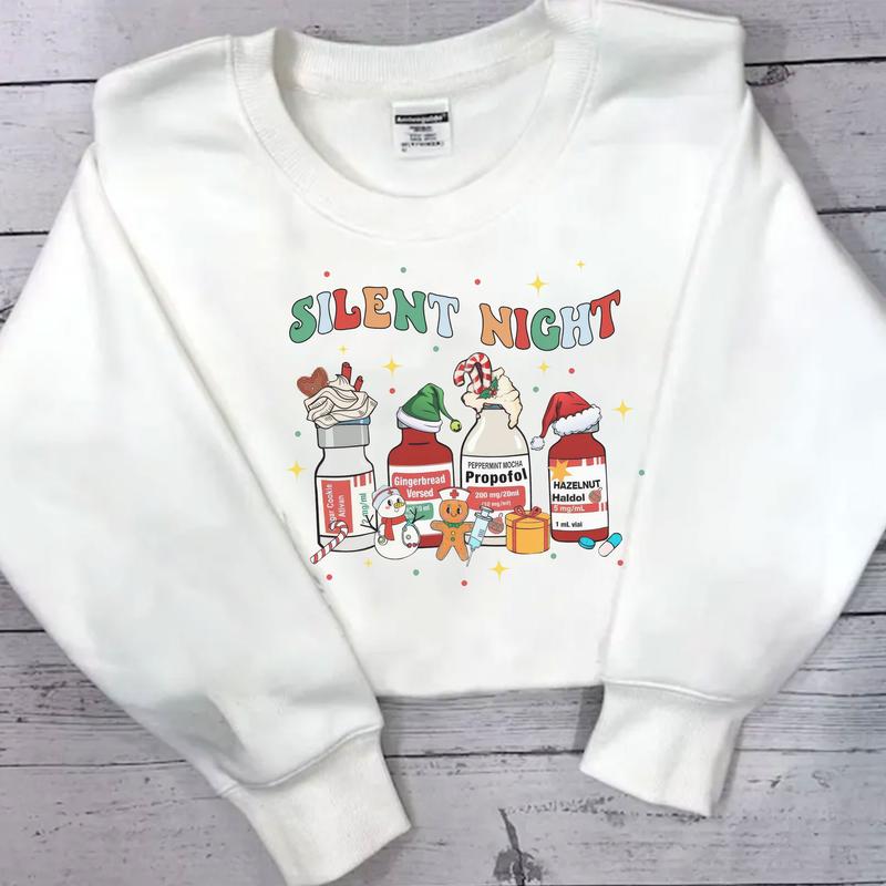 Silent Night Christmas Shirt, Christmas Nurse Sweatshirt, Medical Christmas T-Shirt, ICU Nurse Christmas Tee, Gift For Women