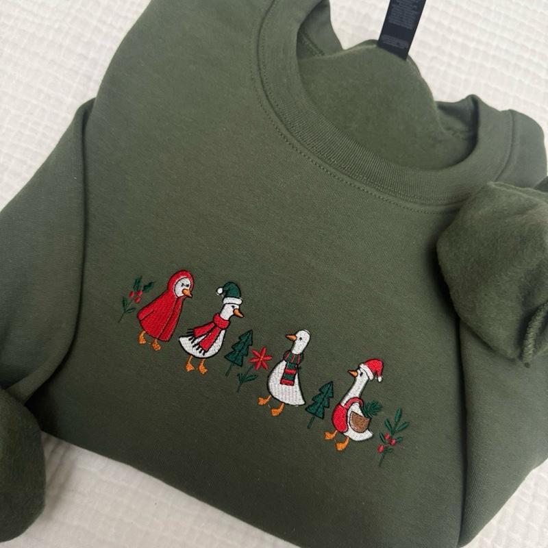 Christmas goose embroidered Sweatshirt - Christmas goose Embroidered Unisex Sweatshirt geese, goose Gift sweatshirt