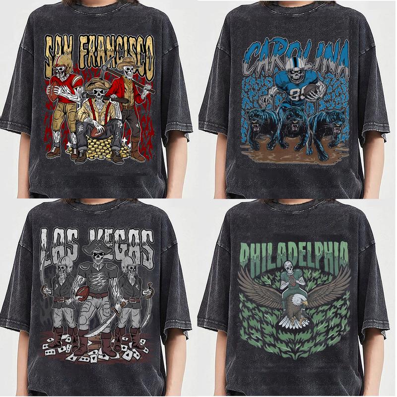 Comfort Color All 32 Teams Football Skull Vintage Shirt T-Shirt Pepper Classic 90s All Team Football T-Shirt, Cowboy T-Shirt, Cowboy Football Game Day Shirt, Team Unisex Shirt Gift Football FanTailgating & Team Pride Men's Wear Top