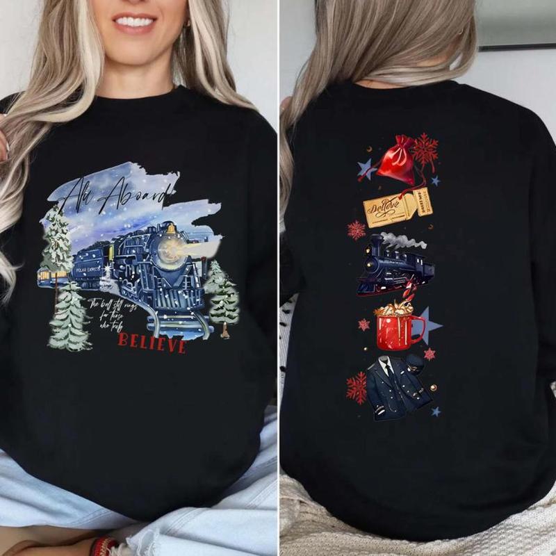 Chistmas Train Sweatshirt, Holiday Magic Shirt, Santa Polar Express Sweatshirt, Festive Winter Graphic Tee, Believe Shirt, Full