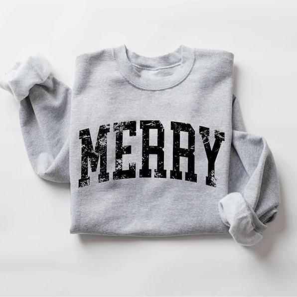 Retro Merry Sweatshirt, Merry Christmas Sweatshirt, Womens Christmas Shirt, Festive Holiday Sweater, Cute Christmas Gift, Christmas Shirt