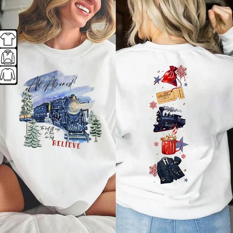 Chistmas Train Sweatshirt, Holiday Magic Shirt, Santa Polar Express Sweatshirt, Festive Winter Graphic Tee, Believe Shirt, Full