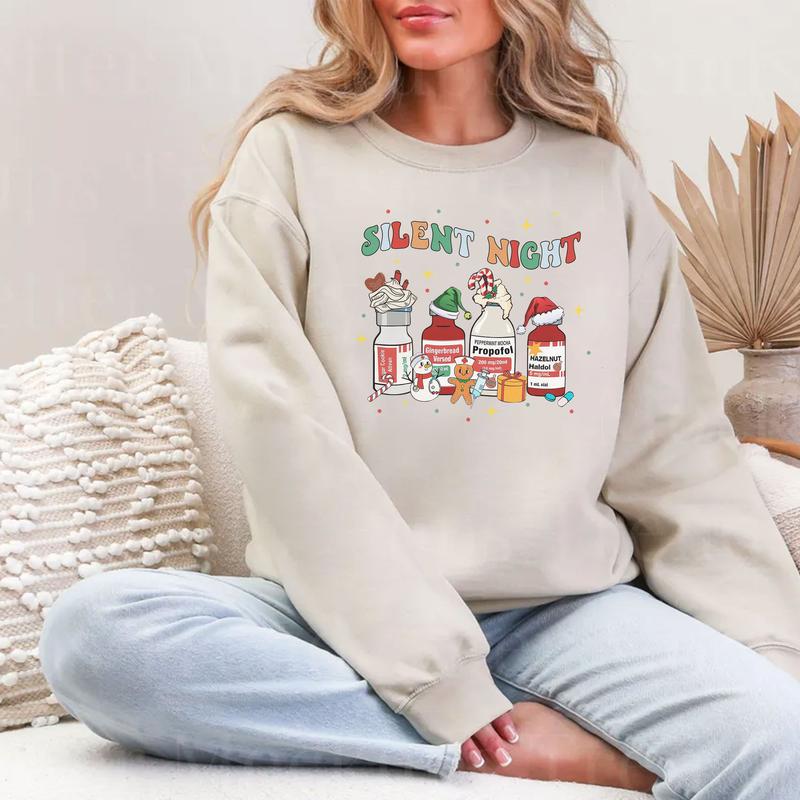 Silent Night Christmas Shirt, Christmas Nurse Sweatshirt, Medical Christmas T-Shirt, ICU Nurse Christmas Tee, Gift For Women