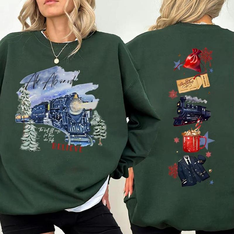 Chistmas Train Sweatshirt, Holiday Magic Shirt, Santa Polar Express Sweatshirt, Festive Winter Graphic Tee, Believe Shirt, Full