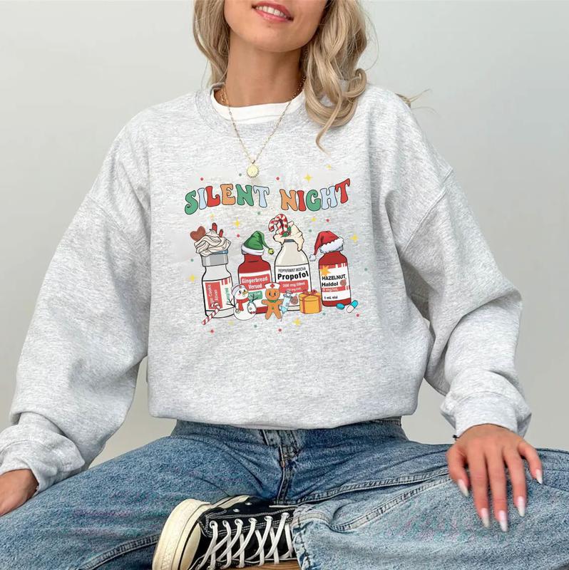 Silent Night Christmas Shirt, Christmas Nurse Sweatshirt, Medical Christmas T-Shirt, ICU Nurse Christmas Tee, Gift For Women