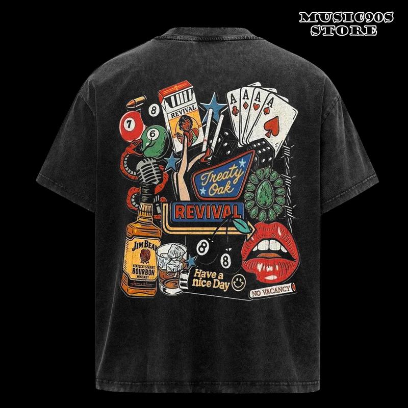 ReTro Treaty Oak Revival Western T-Shirt, Retro Bar Cowboy Graphic Tee, Treaty Oak Revival  tshirt , Rock Band Shirt, Retro Music Tee, Rock Music Lover Shirt, Vintage Band Shirts Casual Comfort Cotton Fabric Fit Top , Top Men's and Women's Clothing
