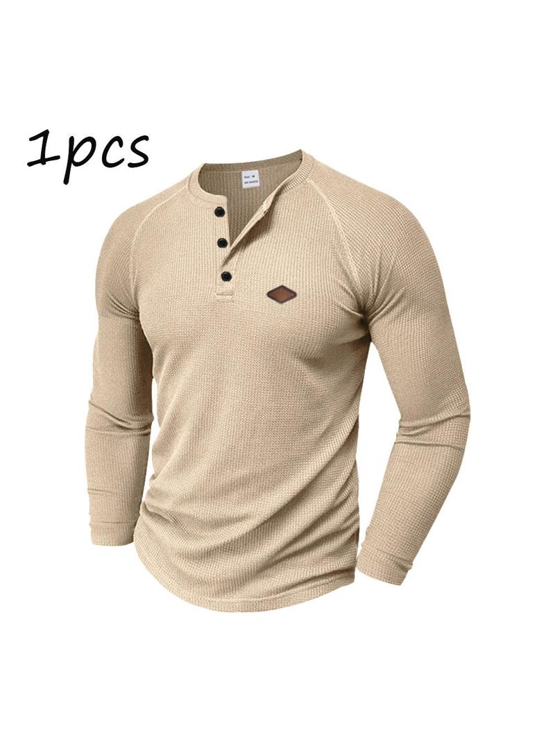 Men's 2-Pack Waffle Knit Henley Shirts – Long Sleeve Raglan Casual Tops