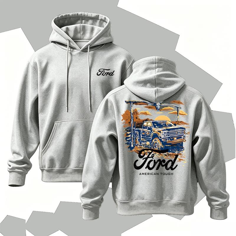 Ford American Tough Vintage Truck Hoodie/Sweatshirt/T-Shirt – Retro Pickup Sunset Graphic Pullover, Western Automotive Sweatshirt