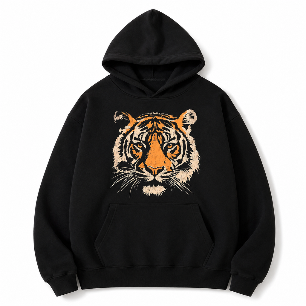 Vintage Tiger Graphic T-Shirt/Sweatshirt/Hoodie – Acid Washed Heavyweight Cotton Oversized Streetwear Tee