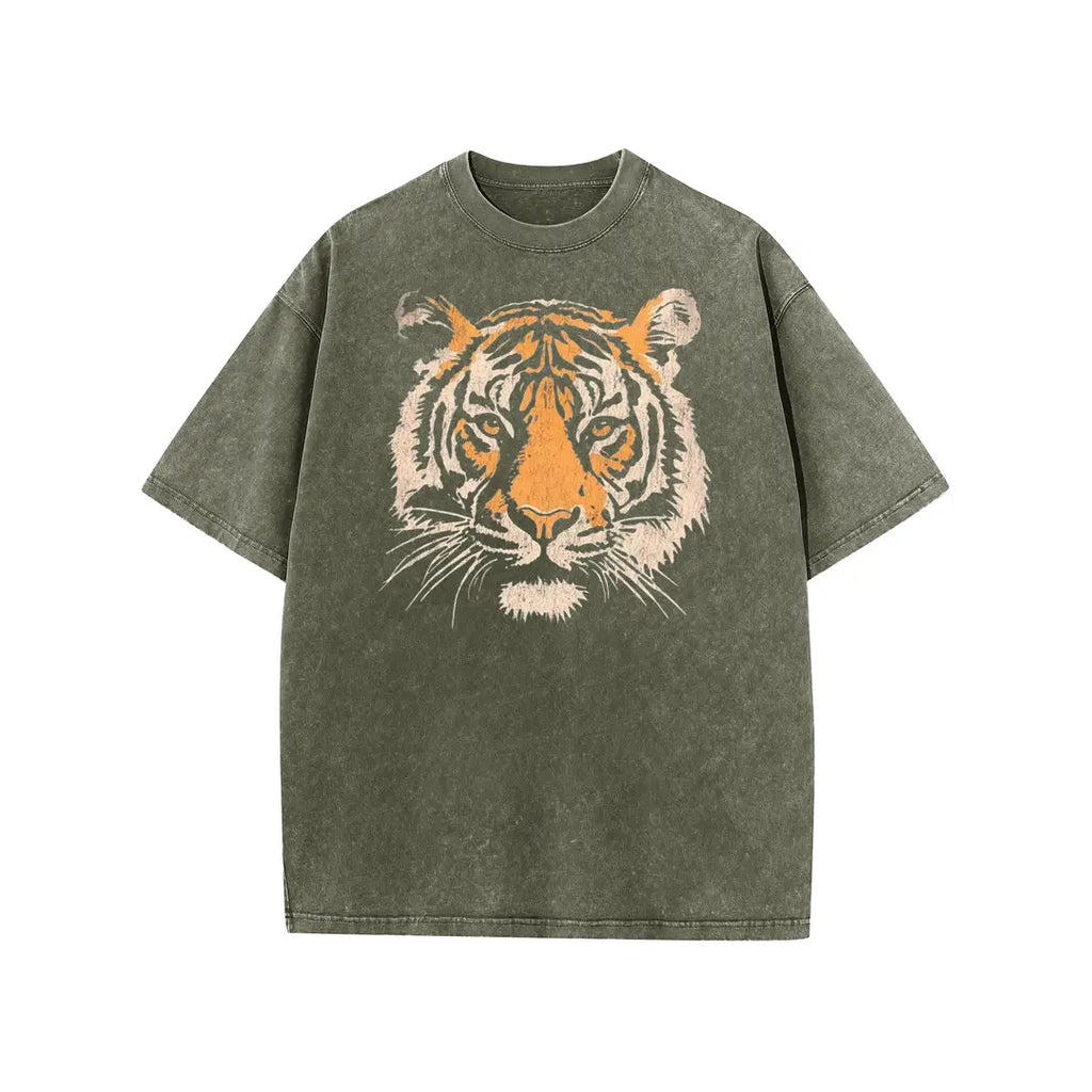 Vintage Tiger Graphic T-Shirt/Sweatshirt/Hoodie – Acid Washed Heavyweight Cotton Oversized Streetwear Tee