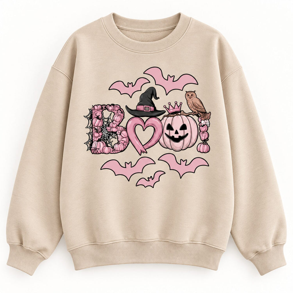 Pink Boo Halloween Shirt/Sweatshirt/Hoodie – Cute Pumpkin Bat Coquette Graphic Tee