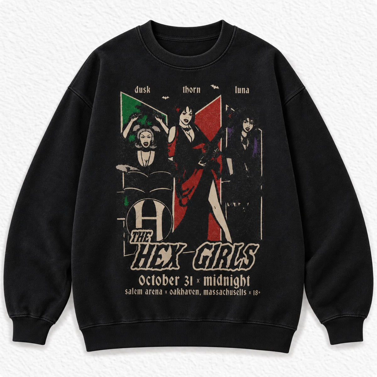 The Hex Girls Vintage Graphic T-Shirt/Sweatshirt/Hoodie – Gothic Rock Band Acid Wash Halloween Tee