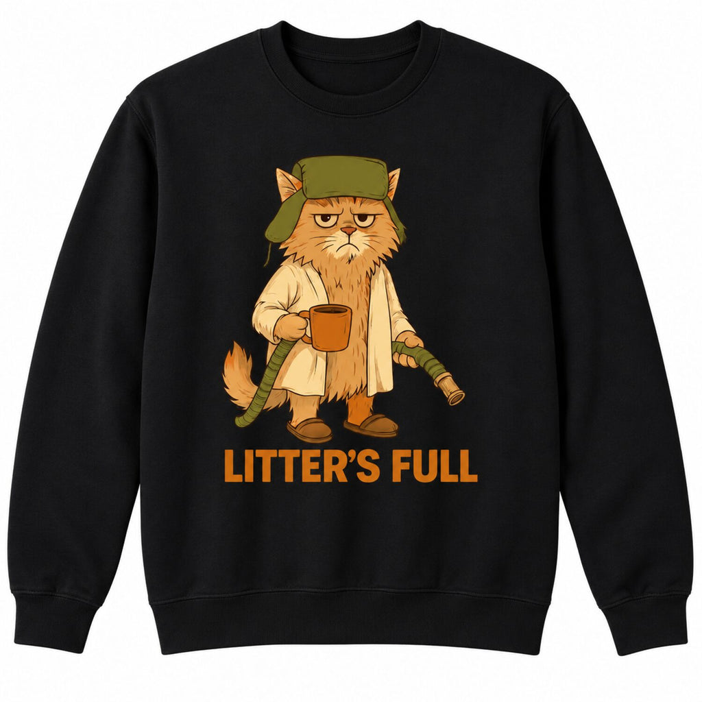 Litter’s Full Funny Cat Christmas T-Shirt/Sweatshirt/Hoodie – Retro Grumpy Cat Holiday Graphic Tee