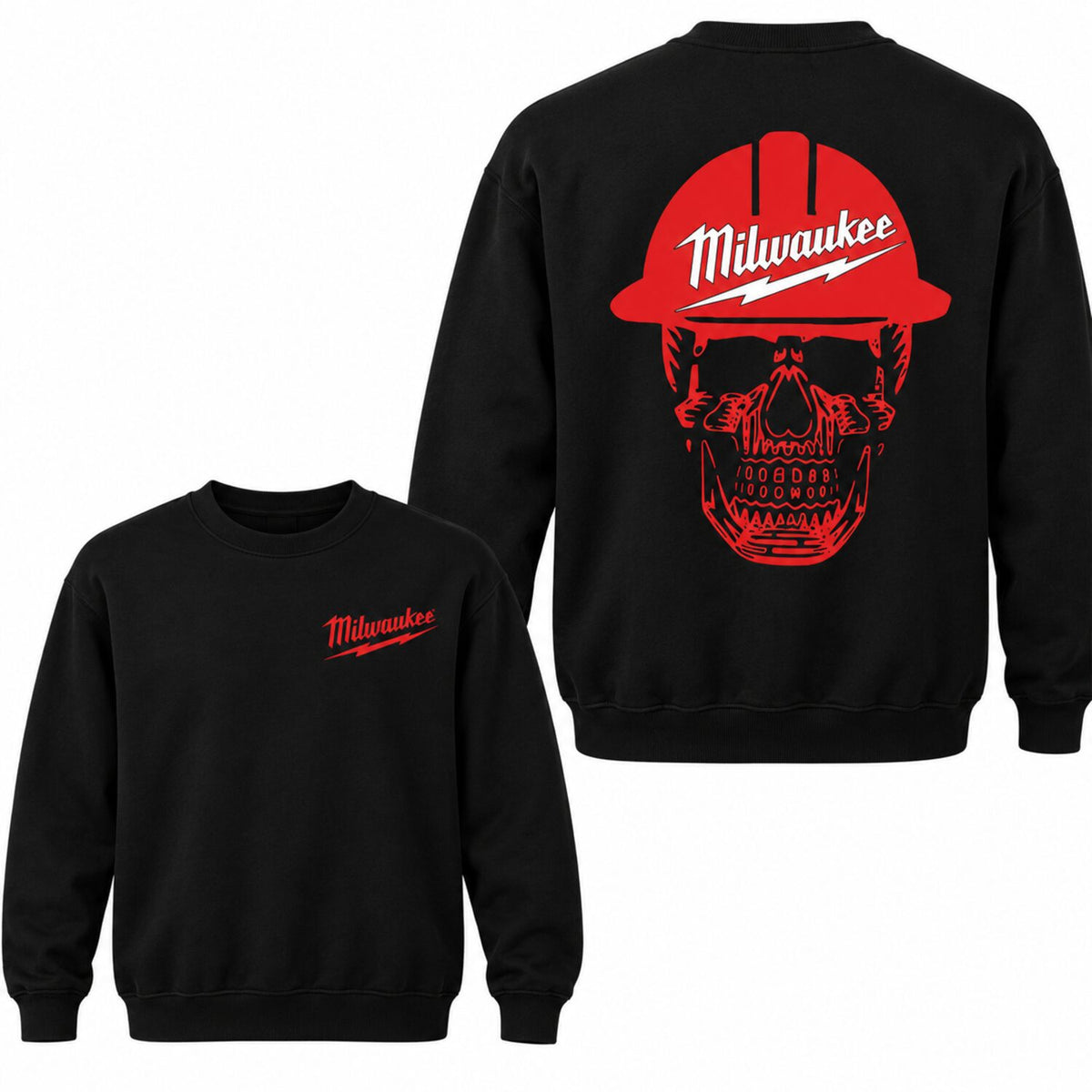 Milwaukee Skull Hoodie, Bold Graphic Pullover For Men For Women, Streetwear Workwear Style, Unisex Fit, Gift For Tool For Garage Fans, Unisex Long Sleeve Pullover Shirt