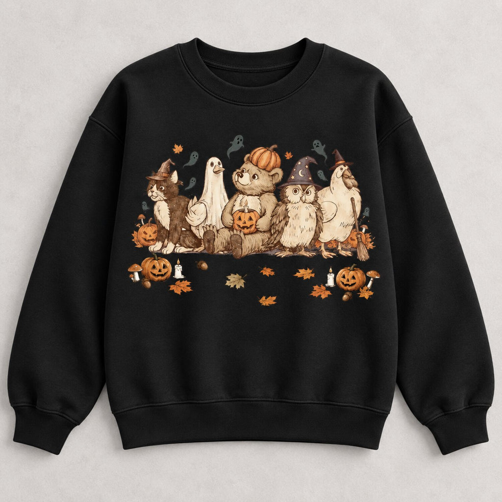 Cute Woodland Animals Halloween Shirt/Sweatshirt/Hoodie – Vintage Pumpkin & Ghost Fall Graphic Tee