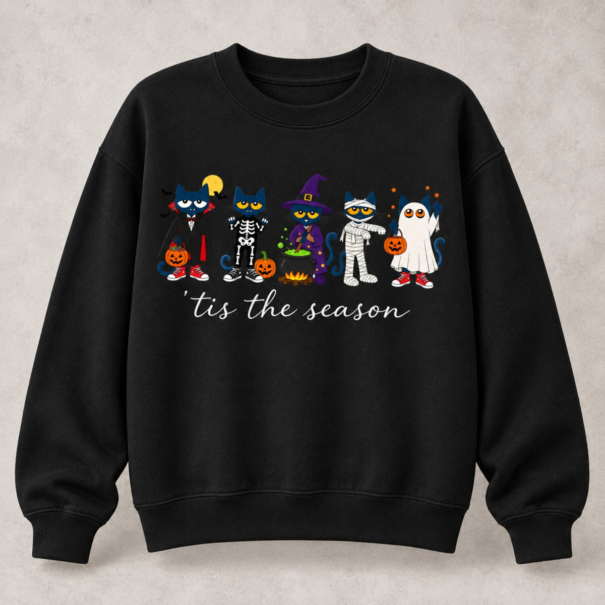 ’Tis the Season Halloween Cat Shirt/Sweatshirt/Hoodie – Cute Costume Cats Comfort Colors Graphic Tee
