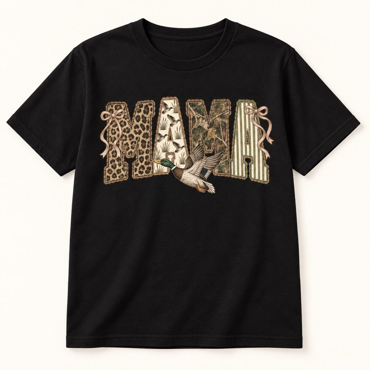 Duck Hunting Mama Sweatshirt/Hoodie/T-Shirt – Vintage Camo Bow Graphic Crewneck for Women