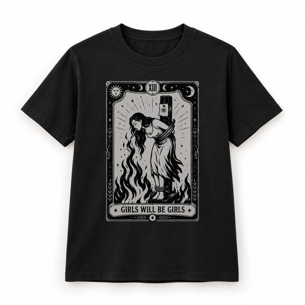 Girls Will Be Girls Sweatshirt/Hoodie/T-Shirt – Vintage Gothic Witch Tarot Graphic Crewneck