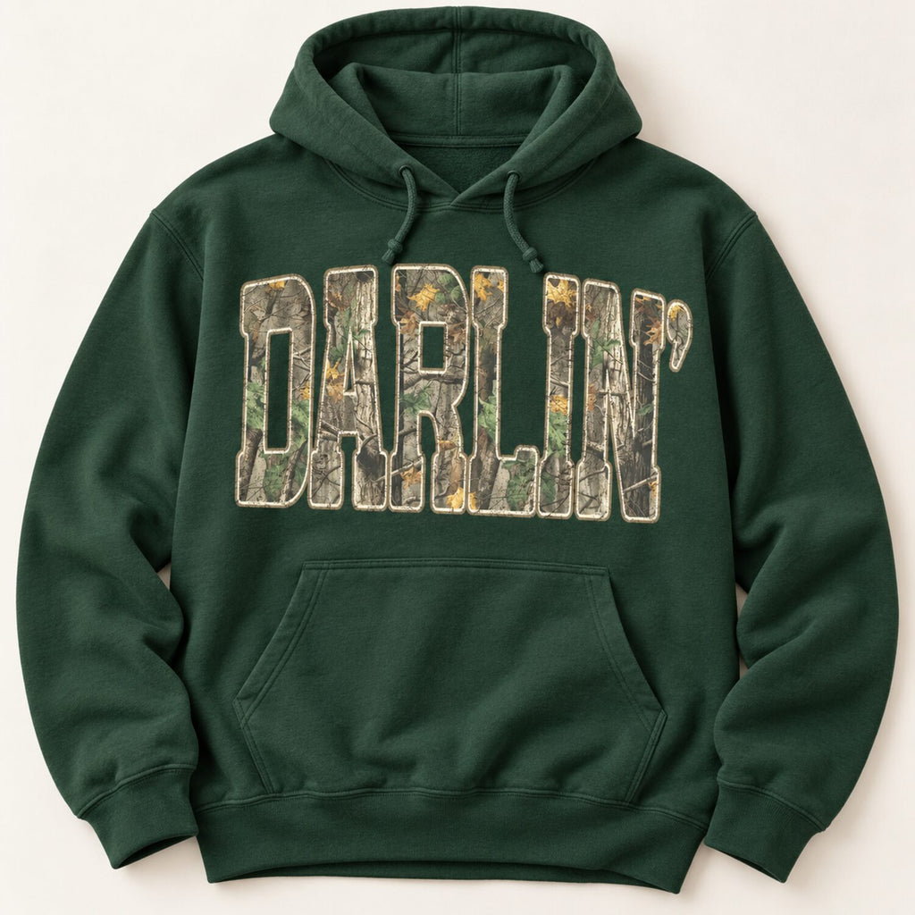 Darlin' Camo Sweatshirt/Hoodie/T-Shirt – Retro Southern Country Western Graphic Crewneck