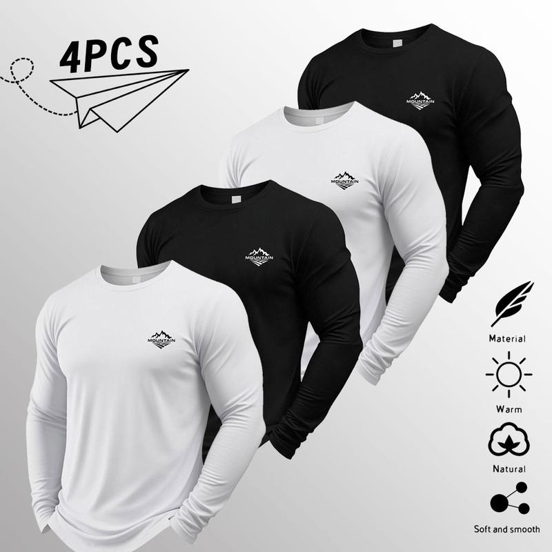 Men's 4-Pack Long Sleeve T-Shirts – Soft Crewneck Everyday Casual Basics