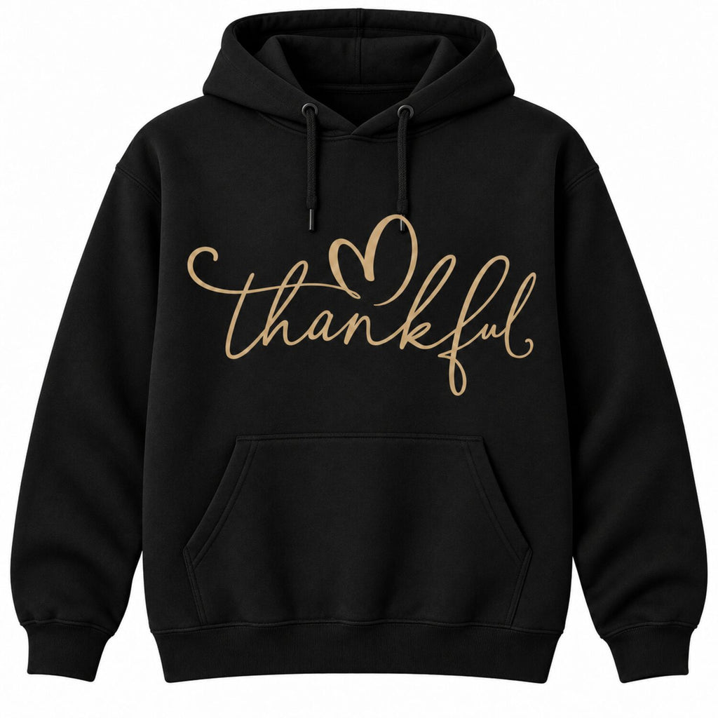 Thankful Sweatshirt/Hoodie/T-Shirt – Minimalist Script Heart Graphic Crewneck, Cozy Fall Thanksgiving Pullover