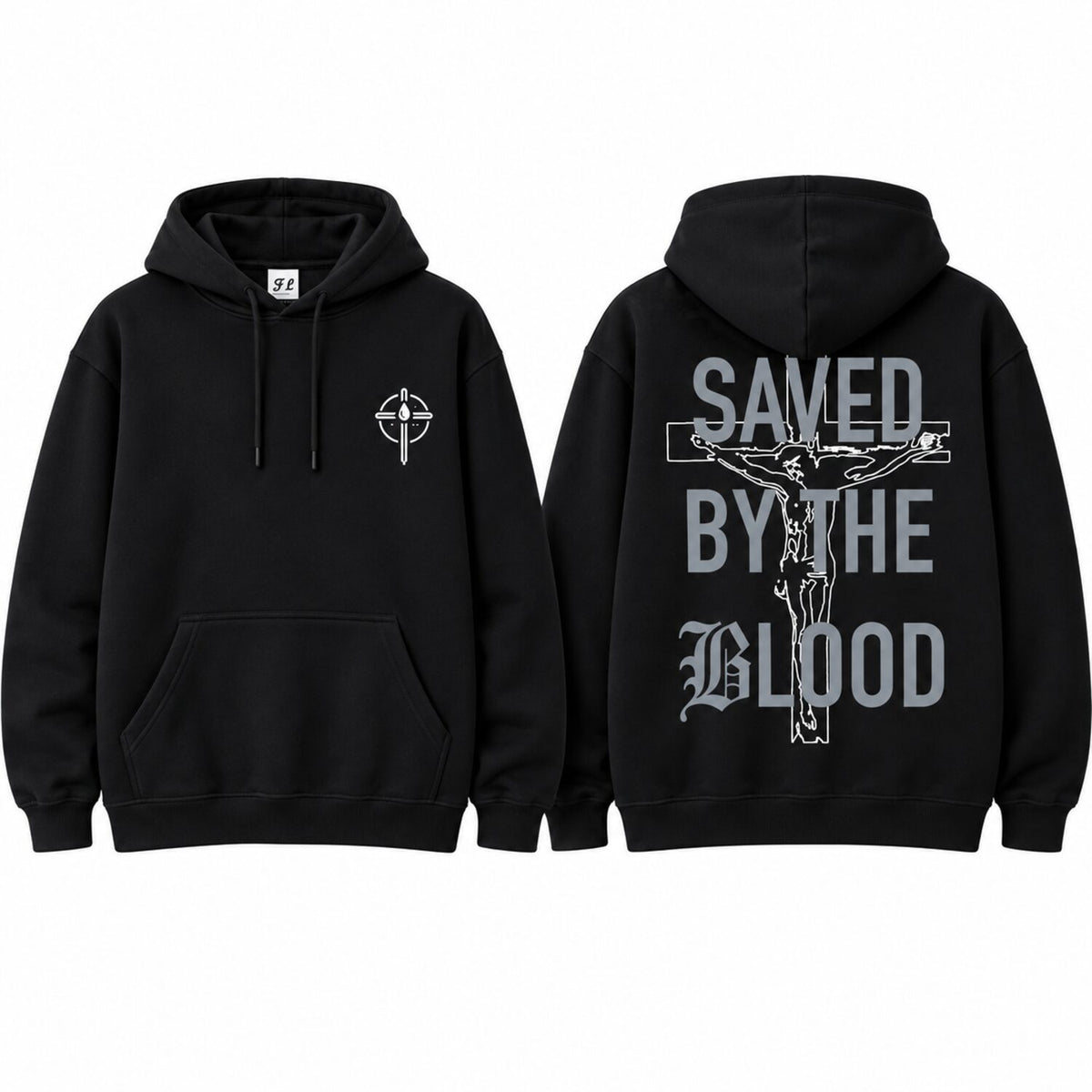 Saved By The Blood Christian T-Shirt/Sweatshirt/Hoodie – Gothic Jesus Cross Graphic Tee, Faith Streetwear Shirt