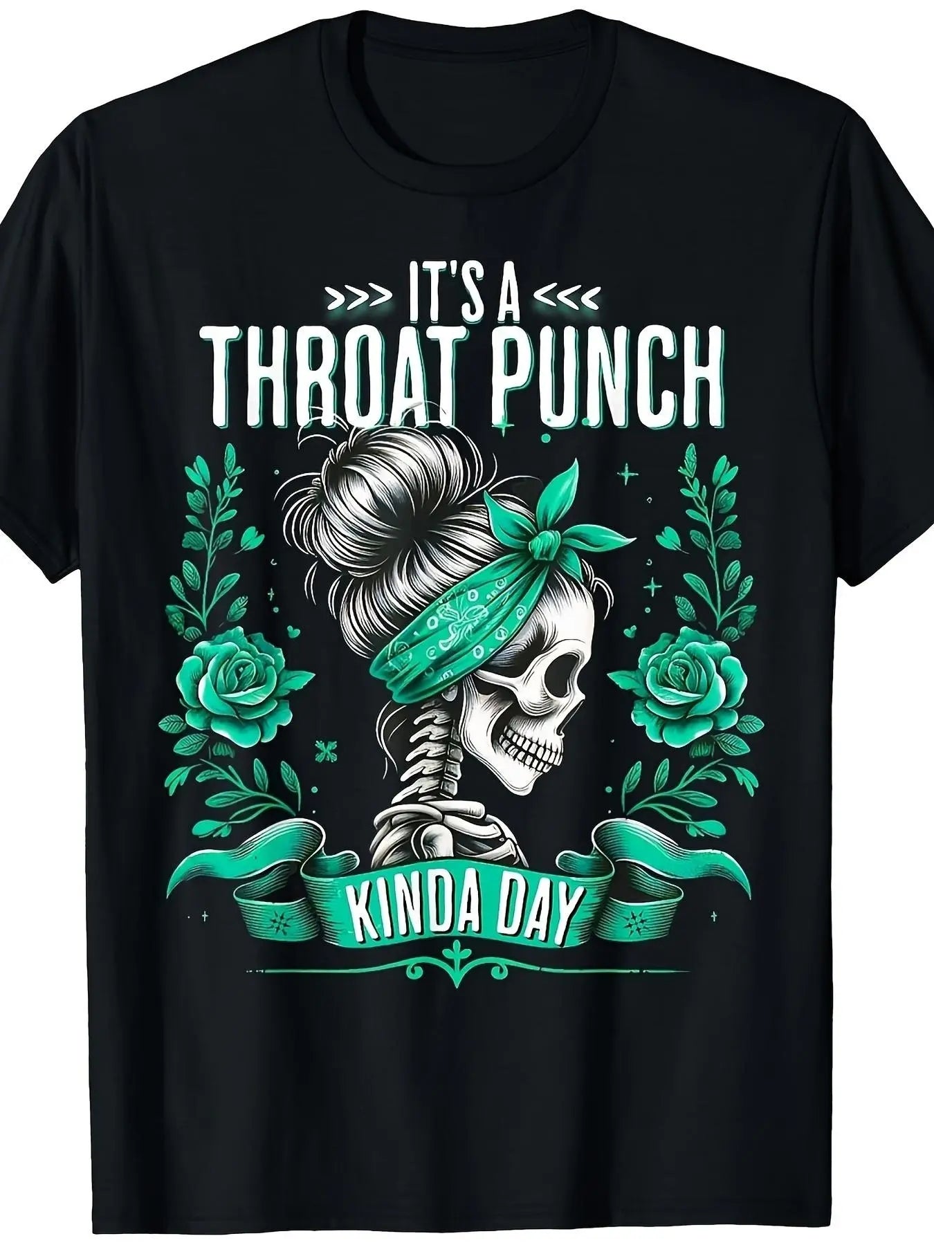 “It’s a Throat Punch Kinda Day” T-Shirt/Sweatshirt/Hoodie – Funny Angry Skull Graphic Tee