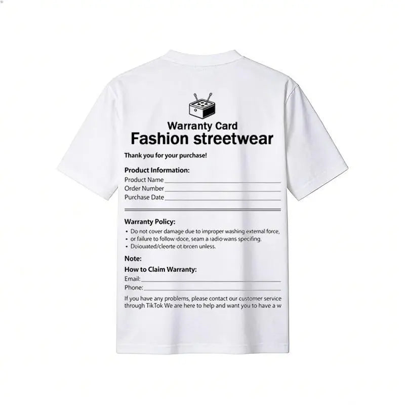 Y2K Streetwear Warranty Card Print T-shirt/Sweatshirt/Hoodie