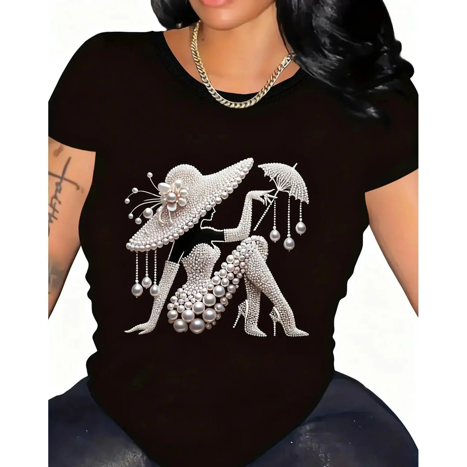 Elegant Pearl Lady Graphic T-Shirt/Sweatshirt/Hoodie – Vintage Feminine Aesthetic Tee