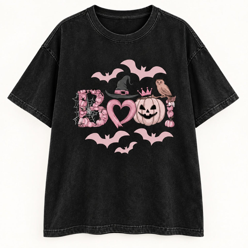 Pink Boo Halloween Shirt/Sweatshirt/Hoodie – Cute Pumpkin Bat Coquette Graphic Tee