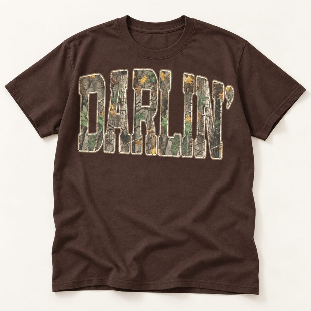 Darlin' Camo Sweatshirt/Hoodie/T-Shirt – Retro Southern Country Western Graphic Crewneck