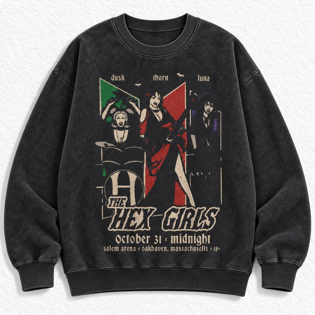 The Hex Girls Vintage Graphic T-Shirt/Sweatshirt/Hoodie – Gothic Rock Band Acid Wash Halloween Tee