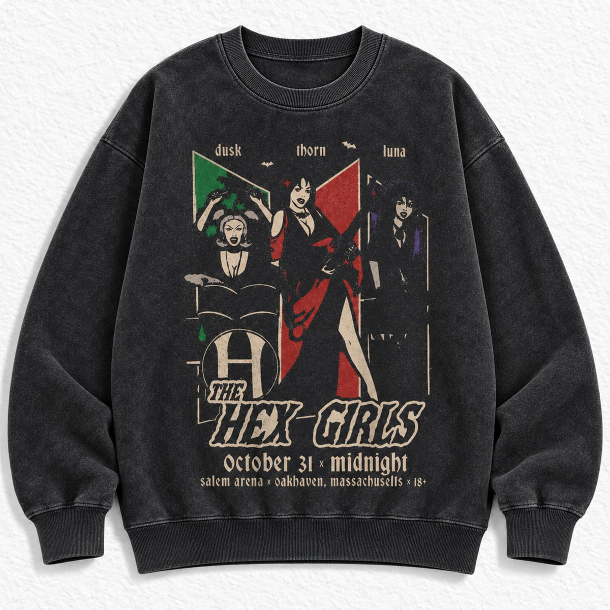The Hex Girls Vintage Graphic T-Shirt/Sweatshirt/Hoodie – Gothic Rock Band Acid Wash Halloween Tee