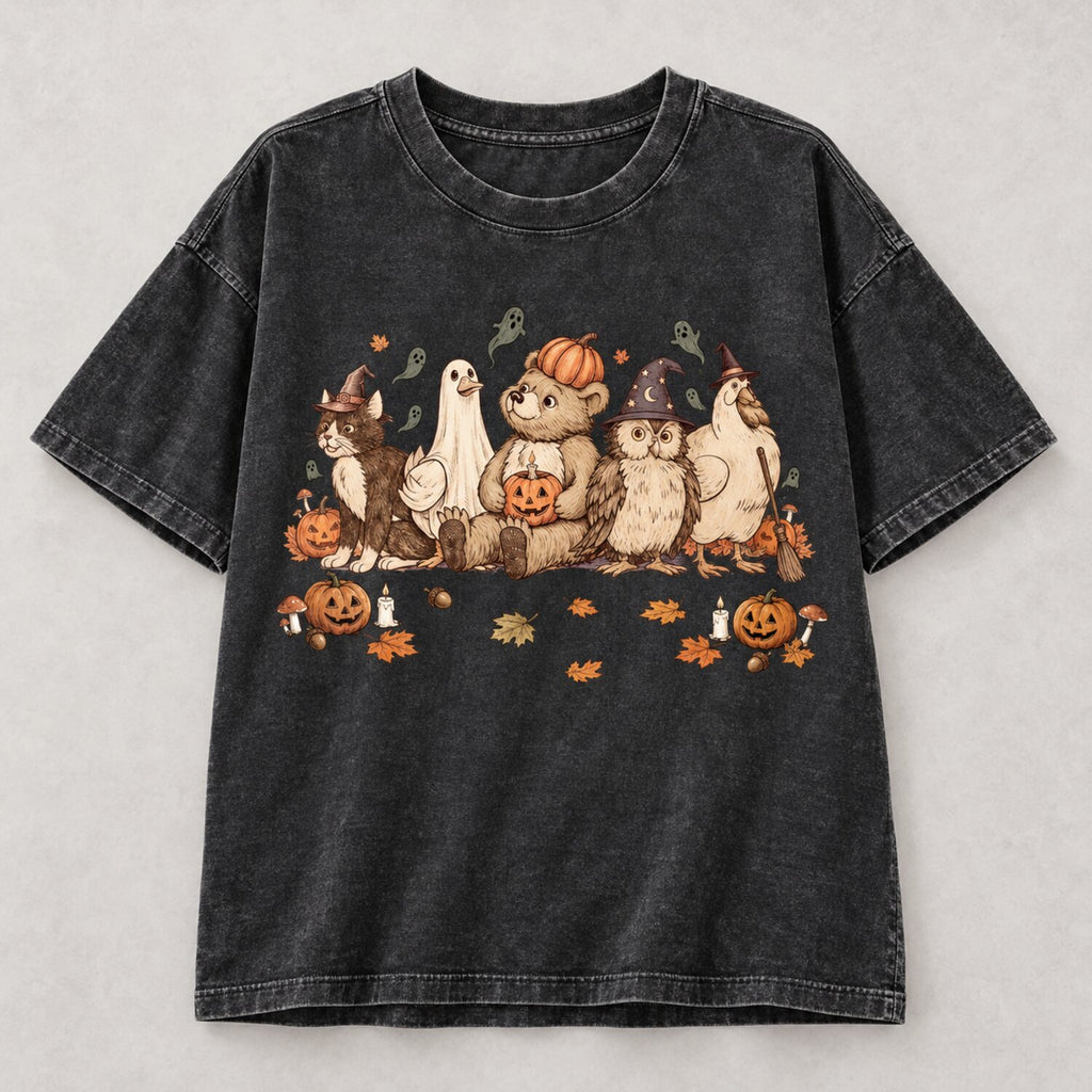Cute Woodland Animals Halloween Shirt/Sweatshirt/Hoodie – Vintage Pumpkin & Ghost Fall Graphic Tee