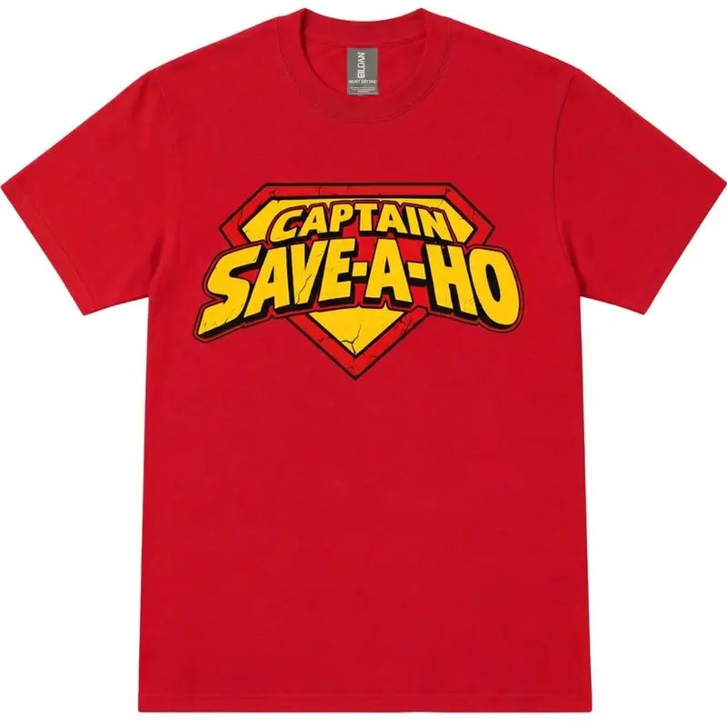 Captain Save-A-Ho Funny Graphic T-Shirt/Sweatshirt/Hoodie – Retro Superhero Parody Tee