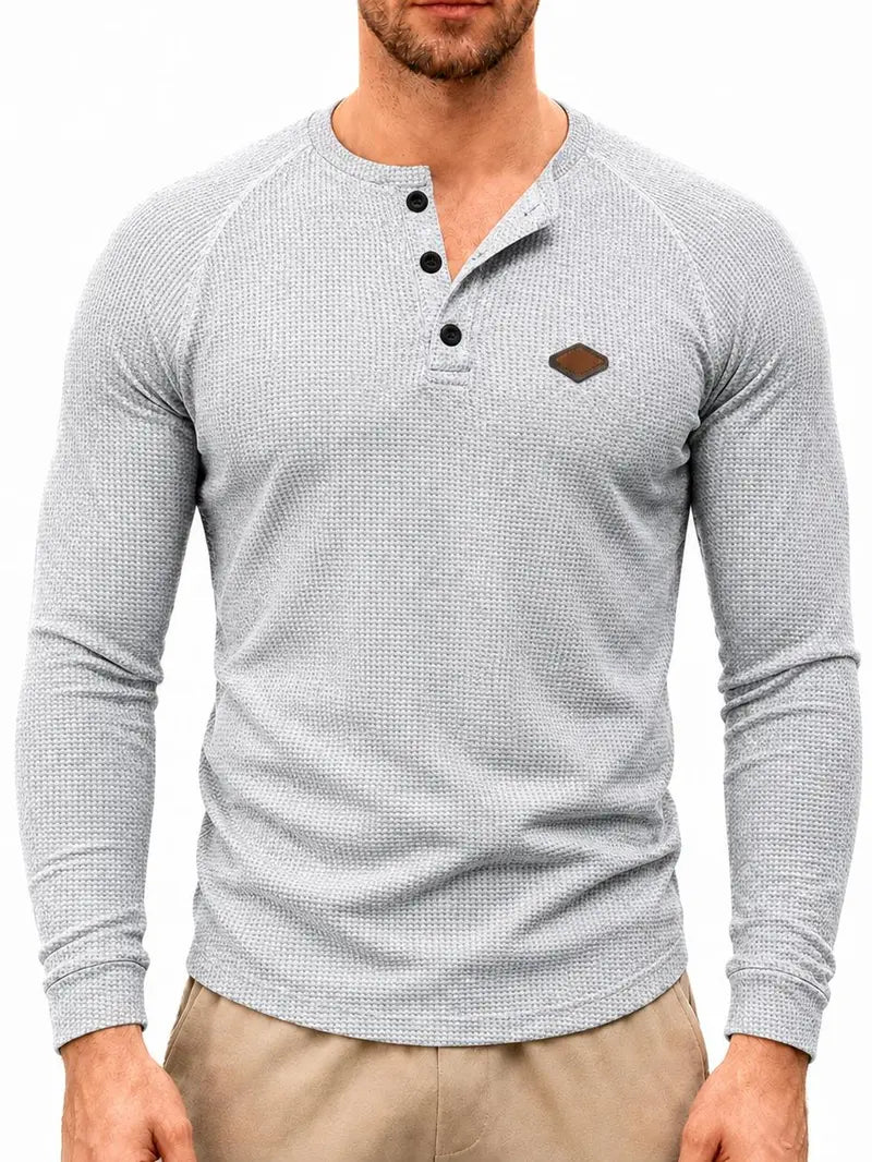 Men's 2-Pack Waffle Knit Henley Shirts – Long Sleeve Raglan Casual Tops
