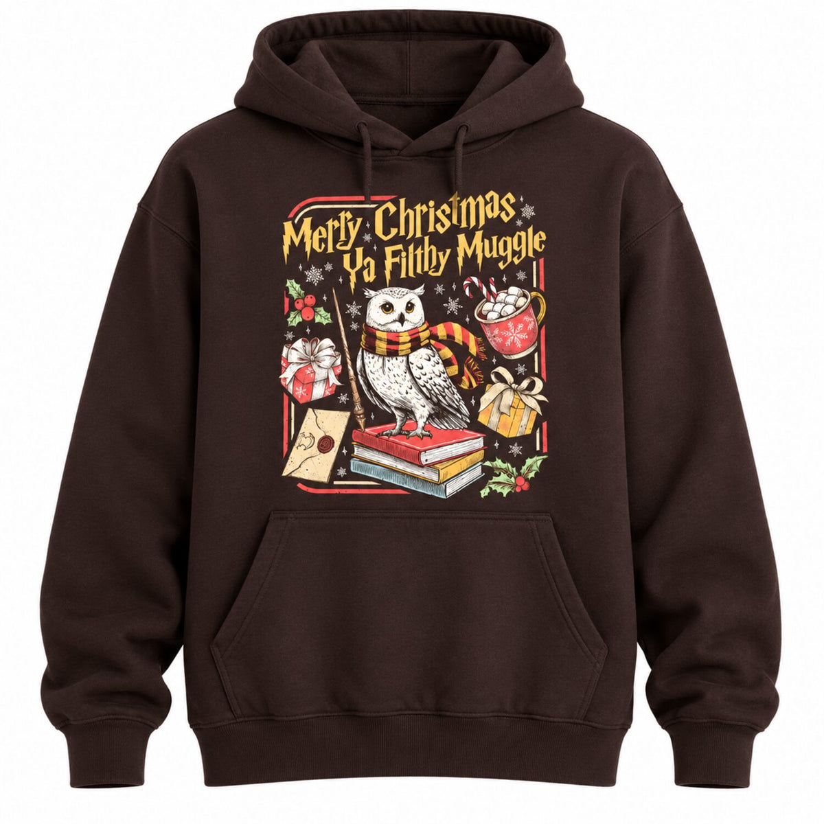 Merry Christmas Ya Filthy Muggle Sweatshirt/Hoodie/T-Shirt – Vintage Wizard Owl Holiday Crewneck