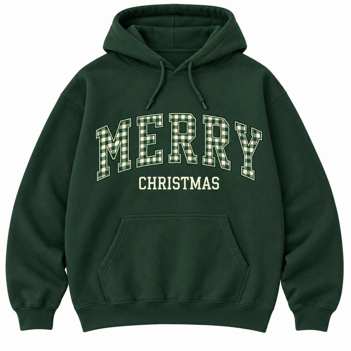 Merry Christmas Plaid Varsity Sweatshirt/Hoodie/T-Shirt – Vintage Green Oversized Holiday Crewneck
