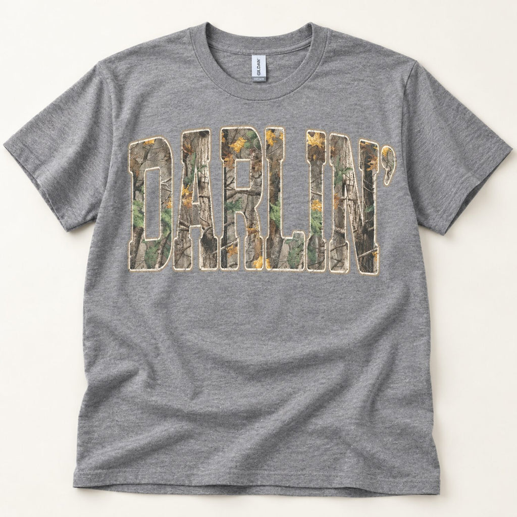 Darlin' Camo Sweatshirt/Hoodie/T-Shirt – Retro Southern Country Western Graphic Crewneck