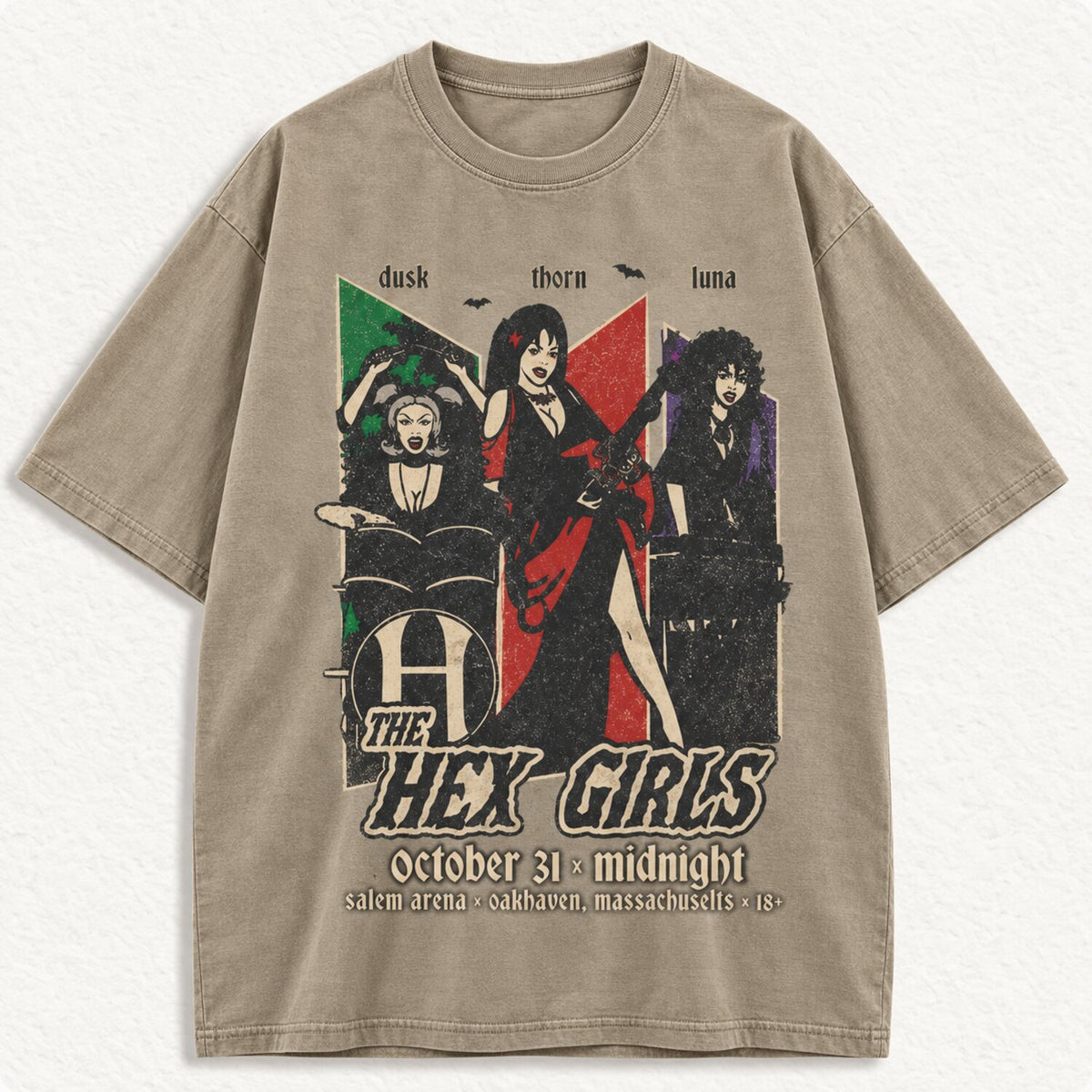 The Hex Girls Vintage Graphic T-Shirt/Sweatshirt/Hoodie – Gothic Rock Band Acid Wash Halloween Tee
