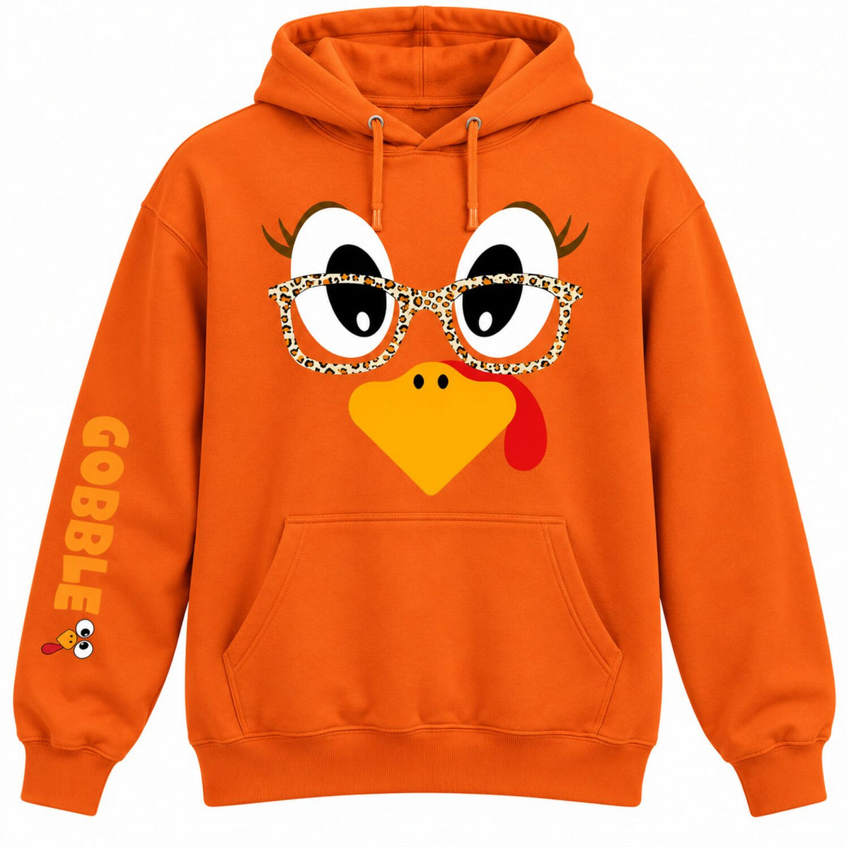 Funny Thanksgiving Turkey Sweatshirt/Hoodie – Leopard Glasses Gobble Graphic Crewneck, Cute Fall Pullover