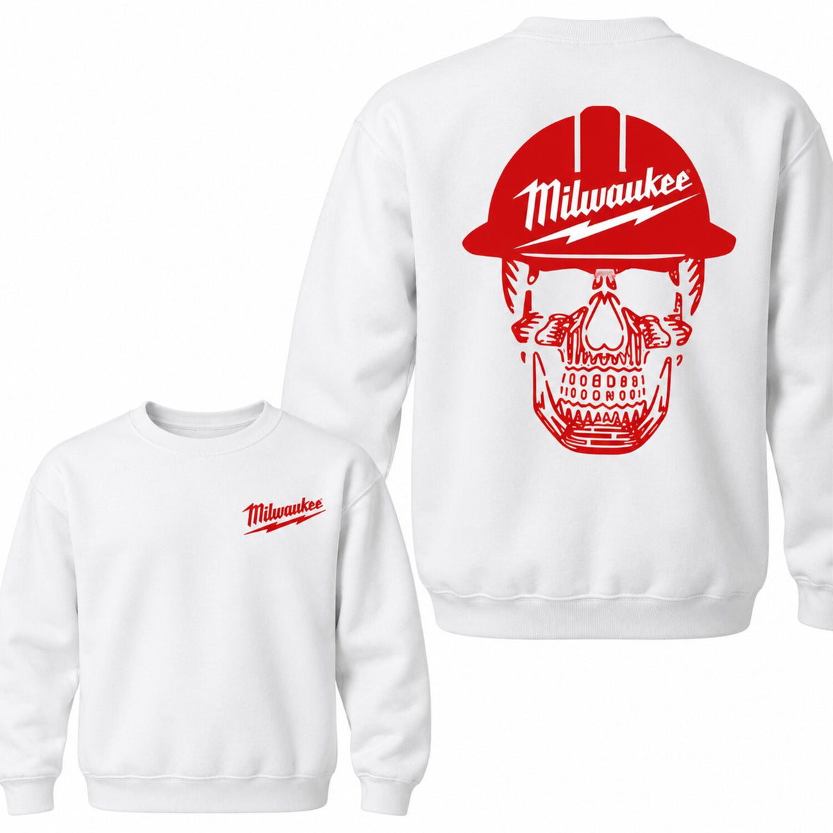 Milwaukee Skull Hoodie, Bold Graphic Pullover For Men For Women, Streetwear Workwear Style, Unisex Fit, Gift For Tool For Garage Fans, Unisex Long Sleeve Pullover Shirt