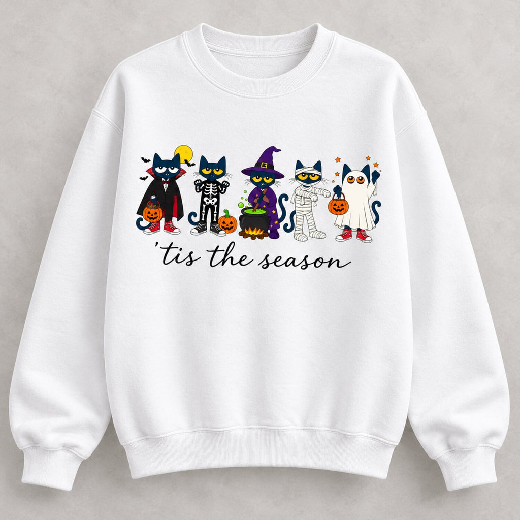 ’Tis the Season Halloween Cat Shirt/Sweatshirt/Hoodie – Cute Costume Cats Comfort Colors Graphic Tee