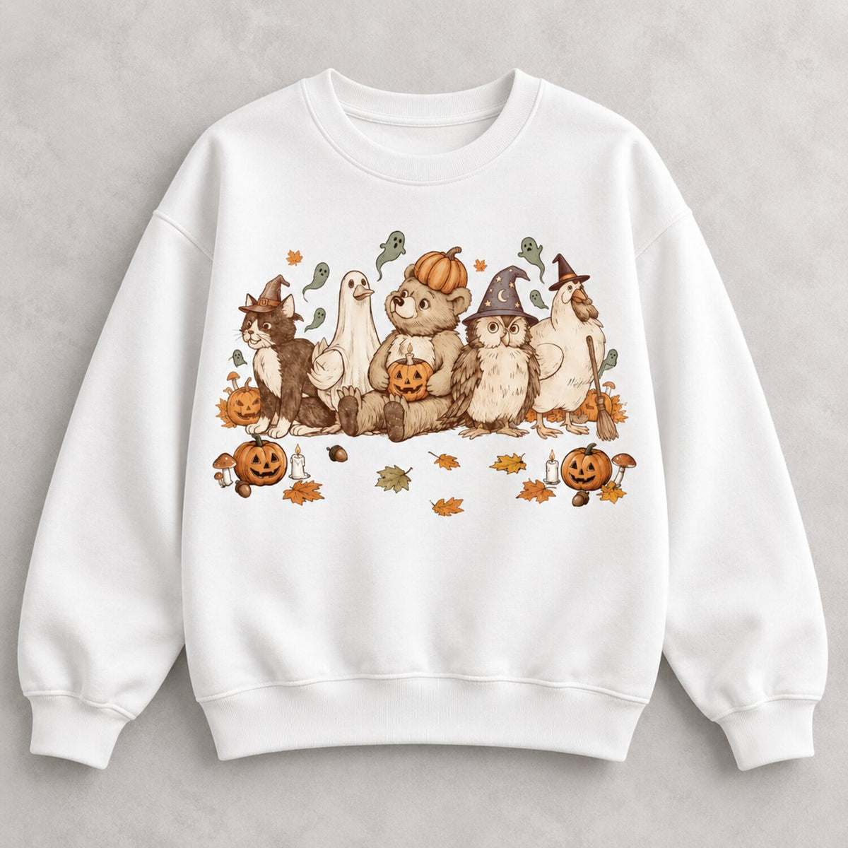 Cute Woodland Animals Halloween Shirt/Sweatshirt/Hoodie – Vintage Pumpkin & Ghost Fall Graphic Tee