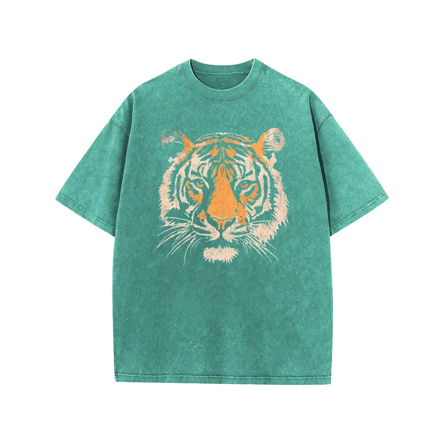 Vintage Tiger Graphic T-Shirt/Sweatshirt/Hoodie – Acid Washed Heavyweight Cotton Oversized Streetwear Tee