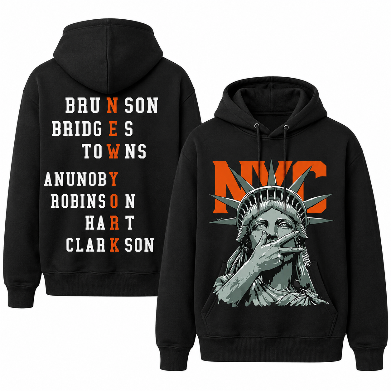 NewYork 2 side Knicks Roster Graphic T-Shirt/Sweatshirt/Hoodie - Basketball Fans Apparel